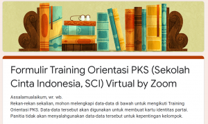 Open rekrutmen anggota baru PKS, “Sekolah Cinta Indonesia”